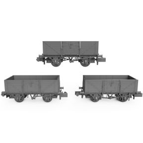 Rapido 942003 N Gauge Pack Of 3 SECR Diagram 1355 7 Plank Wagons SECR Grey